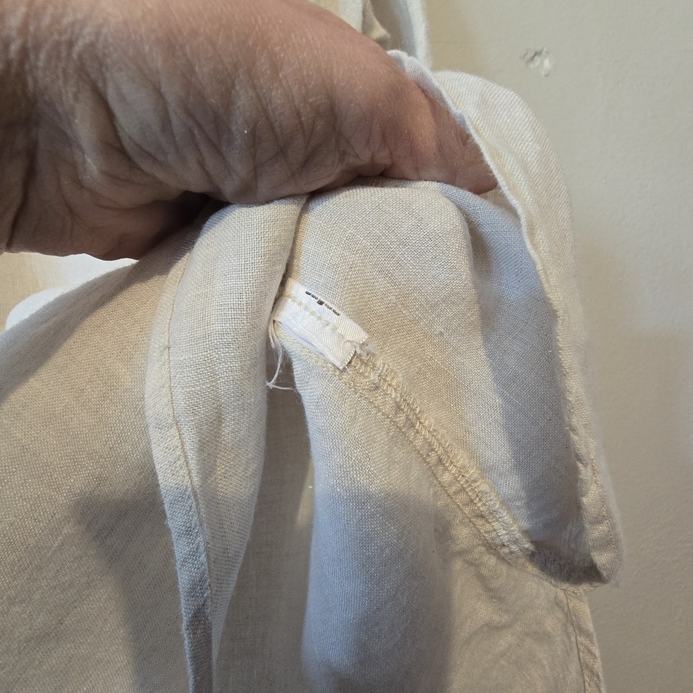 Talbots Linen Blouse Popover Top Shirt Women's L Beige Resort Summer Neutral - Picture 6 of 10